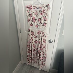 SHEIN Floral High Low Dress - White and Pink